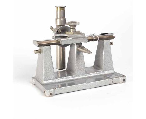TWENTIETH CENTURY TRAVELLING MICROSCOPE
by PYE Scientific Instruments, Cambridge, serial number M9, in silvered metallic fini