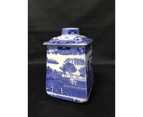 LOT OF BLUE AND WHITE CERAMICS including Copeland Spode jug, plates, tea caddy etc 