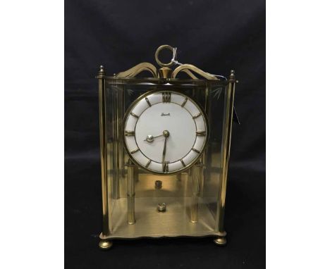 OAK MANTEL CLOCKalong with a brass and glass cased mantel clock 