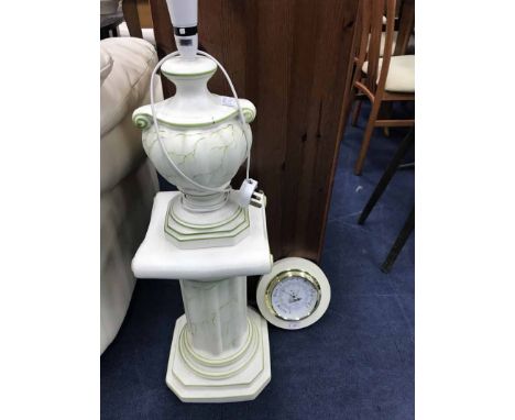 SMALL PEDESTAL AND REPRODUCTION BAROMETER