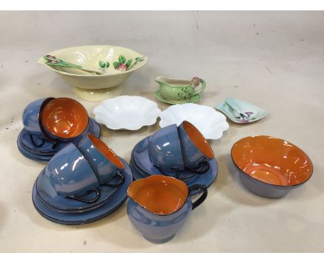 A Carltonware Australian design salad bowl with ceramic servers, a Carltonware butter plate and knife, a Shorter sauce boat a