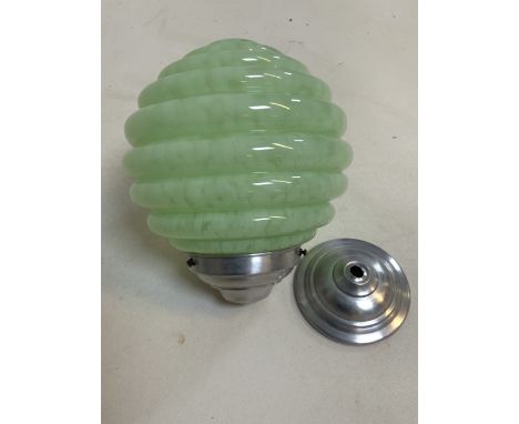 A French green beehive hanging light and fixing. 