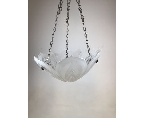 A mid century cut glass ceiling lamp 