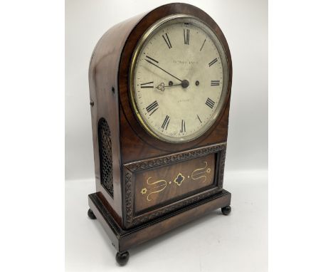 A good J Moore and Son Clerkenwell of London round top Fusee bracket/mantel clock. With an 8 inch silvered dial, cast brass b