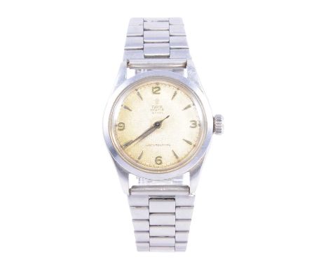 Tudor - a gentleman's Oyster Royal automatic wristwatch, 25mm circular cream textured dial with raised batons and Arabic nume