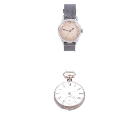 Omega - a gentleman's manual wind wristwatch, and a silver pocket watch, Omega - a gentleman's manual wind wristwatch, 29mm c