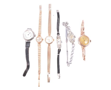 Three vintages ladies' 9 carat gold wristwatches and three other vintage wristwatches, Rotary - a vintage lady's 9 carat yell