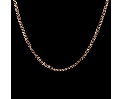 A 9 carat yellow gold chain link necklace, 5.8mm gauge solid curb and circular belcher link chain, large lobster claw fastene
