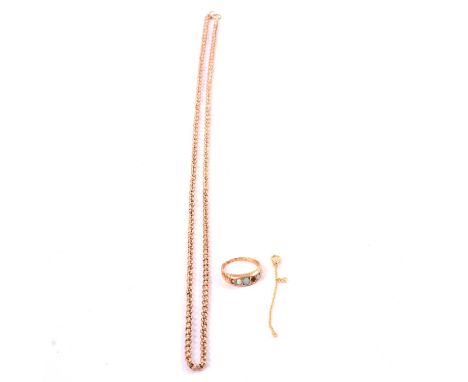 Cervin Blanc - a yellow metal marked 750 chain extender, ring and metal chain, Cervin Blanc - a yellow metal marked 750 chain