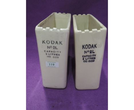 Two ceramic photographic development tanks for Kodak