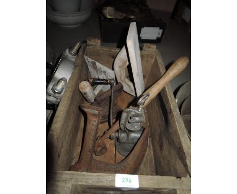 A selection of tools and wooden box