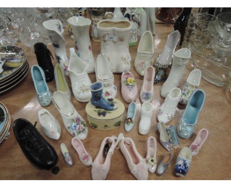 A selection of miniature ceramic shoes