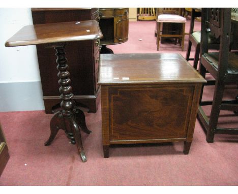 XIX Century Inlaid Mahogany Commode, with pottery liner with graduated bobbin support. 