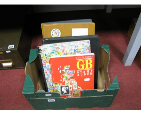 A Carton Containing Nine Stamp Albums, of mainly used GB Commonwealth and World Stamps, from Queen Victoria line engraved to 