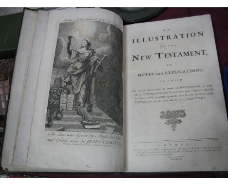 An Illustration of The New Testament by Notes and Explications, R. Goadby 1760, volume one, leather bound.
