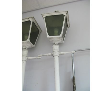 Victorian Style White Painted Exterior Standard Light, on hexagonal base.