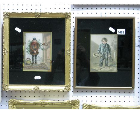 George Baxter, Happy Farmworker, coloured print 14.5cm x 10.5cm. LS.Blond Christmas Offering, coloured print 15 x 10.5cm with