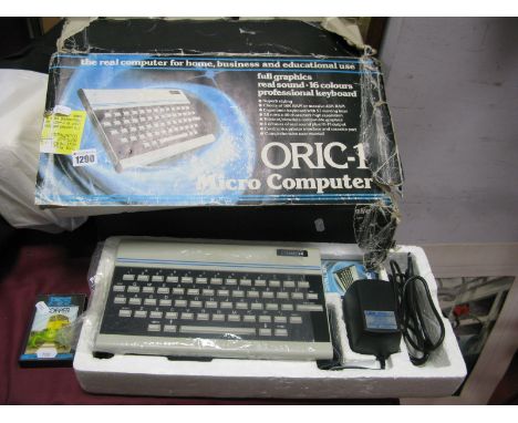 ORIC-1 Micro Computer, with manual, lead, software, in original box and Hopper game.