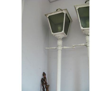 Victorian Style white Painted Exterior Standard Light, on hexagonal base.