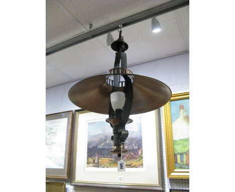 A Copper Ceiling Light, with scroll work.