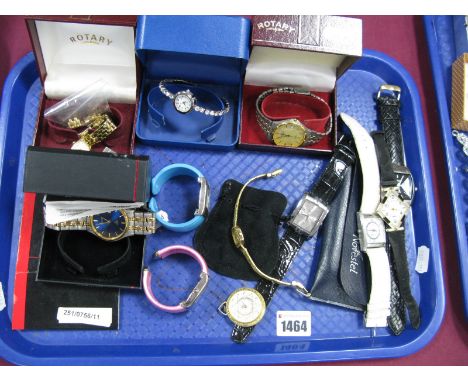 Accurist and Rotary Modern Gent's Wristwatches, ladies wristwatches, etc:- One Tray