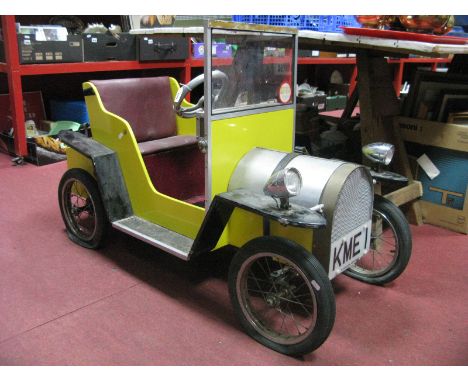 A Circa 1980's Wooden Construction Child's 'Ride On' Electric Model Car, in the style of a vintage motor car 12v battery oper