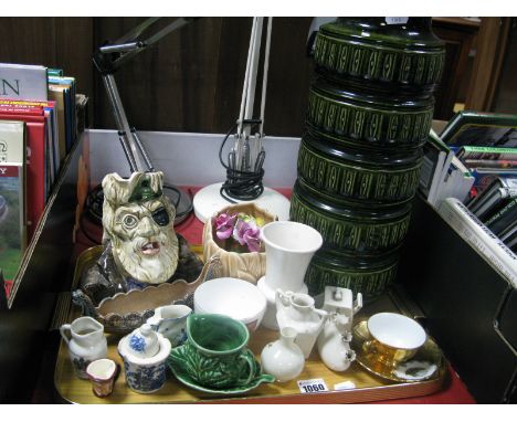 West German Green Banded Pottery Vase, stamped 268-40, 40cm high, Sylvac, Wade, Crested, other ceramics:- One Tray