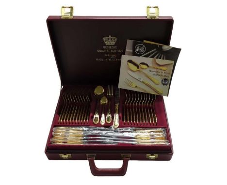 Solingen - A vintage 20th century Besteche Solingen 24ct gold plated cutlery canteen. 