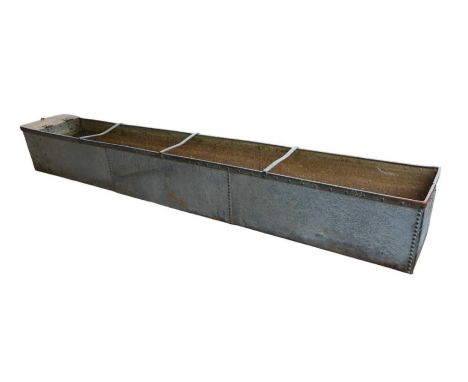 Riveted galvanised trough, 366cm long, 50cm wide, 51cm high