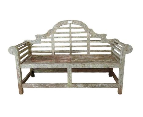 A Lutyens style hardwood garden bench, 164cm wide, 60cm deep, 106cm high