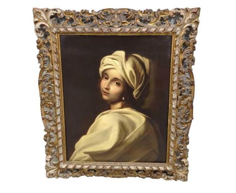 After Guido Reni - Portrait of Beatrice Cenci, oil on canvas, 61cms x 48cms in decorative gilt wood florentine frame