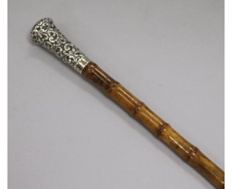 A Victorian silver topped walking cane/dandy stick length 122cm