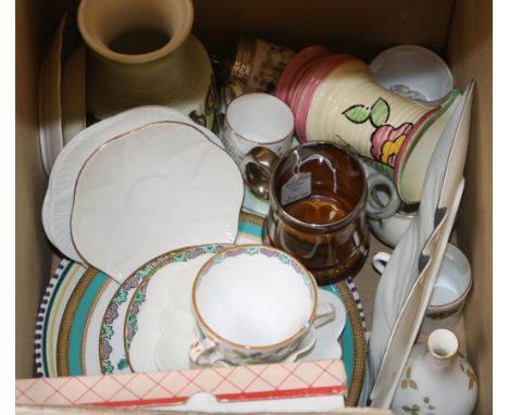 A collection of mixed Poole and other ceramics plus medina glass
