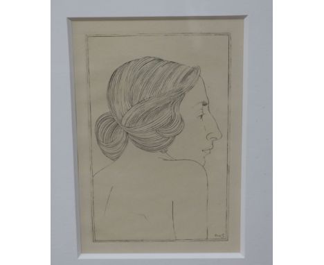 Eric Gill, copper plate engraving, portrait of a lady from the Cleverdon Edition 1924, signed in the plate, 19.5 x 13cm