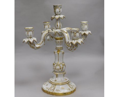 A four branch five light candelabrum height 38cm