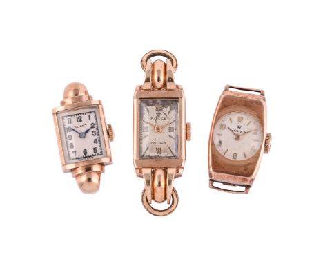 
	
		ROLEX
		A LADY'S 9 CARAT GOLD WATCH HEAD, NO. 44026, CIRCA 1938
		Movement: Manual wind, 17 jewels
		Case: 9 carat gold 