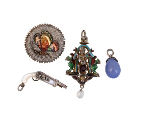 Y&nbsp;A SMALL COLLECTION OF LATE 19TH/EARLY 20TH CENTURY JEWELLERY To include an Austro Hungarian enamelled pendant, circa 1