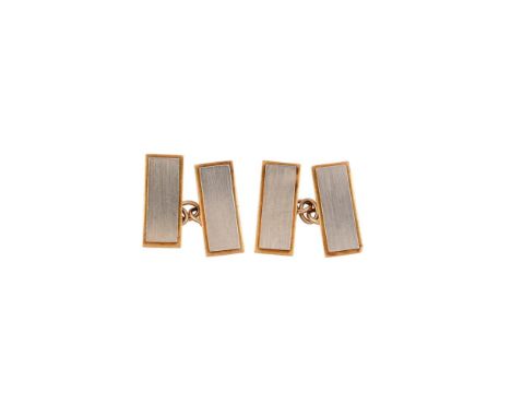 
	
		CREPERIO ENRICO, A PAIR OF 1970S ITALIAN TWO COLOURED CUFFLINKS
		The rectangular panels with white matt surface above p