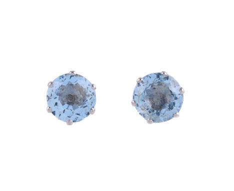 
	
		A PAIR OF AQUAMARINE EAR STUDS
		The circular cut aquamarines within six claw settings
		Size/dimensions: 1cm diameter
	