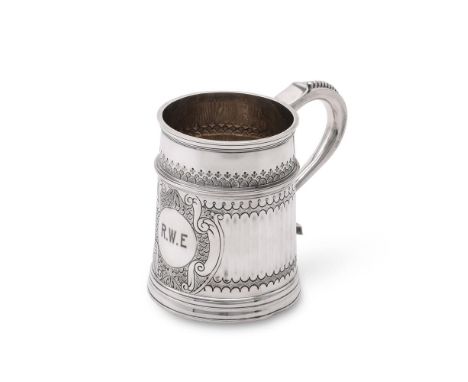 
	
		A BRITANNIA STANDARD SILVER TANKARD
		CHARLES STUART HARRIS, LONDON 1928
		With a beaded scroll handle, a girdle, fluted