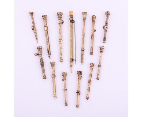 A COLLECTION OF GOLD COLOURED PROPELLING PENCILS To include: a gold coloured propelling pencil by Sampson Mordan &amp; Co., w