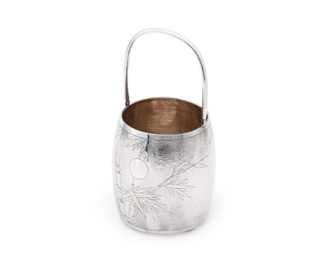 
	
		A CHINESE SILVER COLOURED SWING HANDLED ICE BUCKET
		LEE YEE HING, CIRCA 1920
		With a swing loop handle, engraved with 