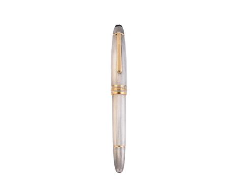 
	
		MONTBLANC, MEISTERSTÜCK SOLITAIRE  
		A SILVER COLOURED FOUNTAIN PEN
		Cap and Barrel: silver coloured engine turned cap