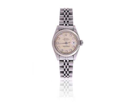 
	
		ROLEX, DATEJUST, REF. 69000A
		A LADY'S BI-METAL BRACELET WATCH WITH DIAMOND SET DIAL AND DATE, NO. W533412, CIRCA 1995
