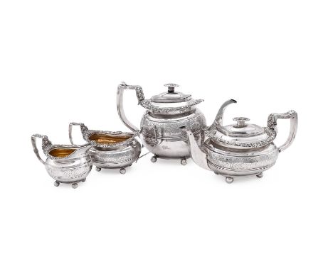 
	
		Y&nbsp;A GEORGE III SILVER FOUR PIECE OBLONG BALUSTER TEA SET
		THOMAS WALLIS (II) &amp; JONATHAN HAYNE, LONDON 1817 AND