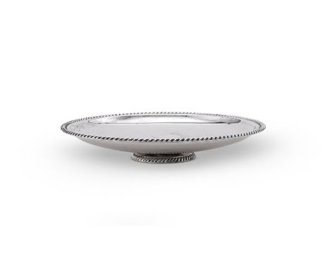 
	
		AN AMERICAN SILVER COLOURED PEDESTAL BOWL
		STAMPED 925 STERLING
		With a gadrooned border, engraved beneath with a pres