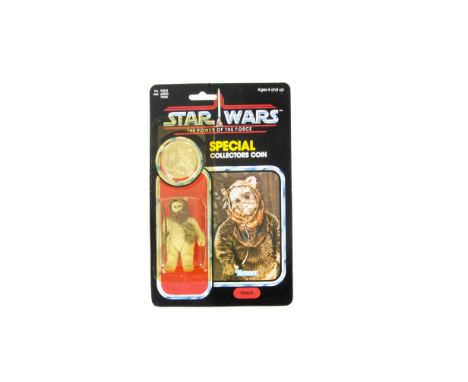 Vintage Star Wars Kenner POTF Warok Action Figure, with Special Collectors Coin, on punched 92 back card, figure E, bubble VG