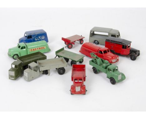 Dinky Toy Small Commercials, including 30p Petrol Tanker, red body, 30pa Petrol Tanker ~Castrol~, green body, 34b Royal Mail 