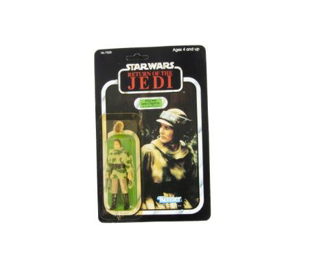 Vintage Star Wars Kenner ROTJ Princess Leia (Combat Poncho) Action Figure, on unpunched 79 back card, figure E, bubble G-VG, 