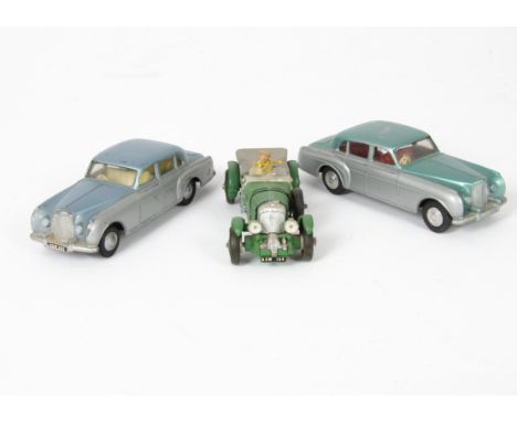 Tri-ang Spot-On Bentleys, No.102 Bentley Continental (2), first light metallic green over silver, red interior, second light 